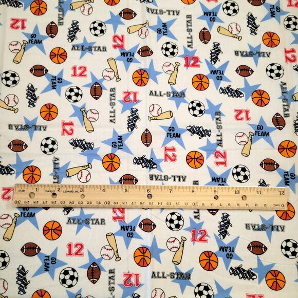 Cotton Fabric All Star Sports Balls Megaphone Joann Fabrics Football  34 x 43” - Picture 2 of 8